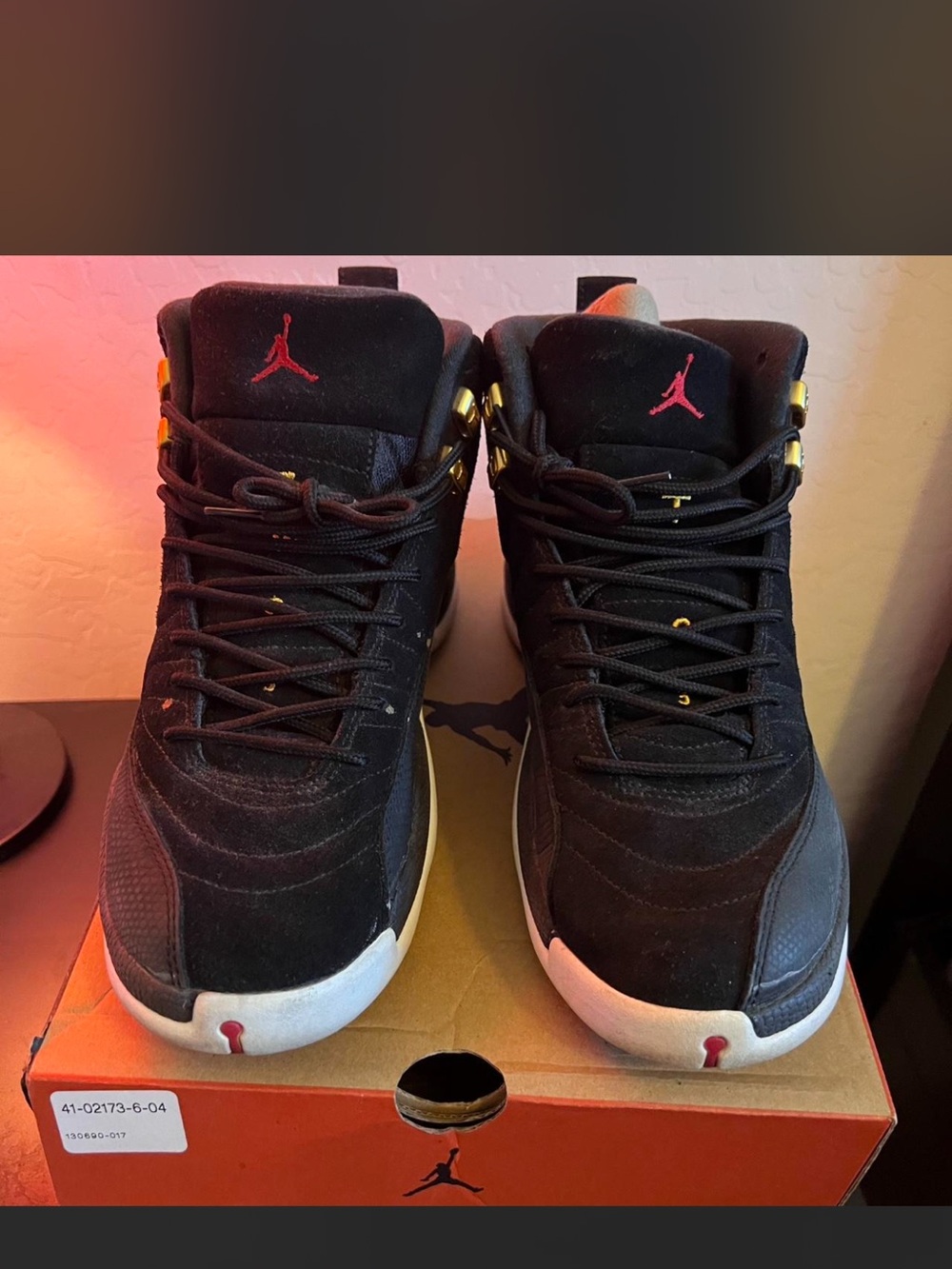 Jordan Retro High-Top Sneakers in Black with Red and Gold Accents